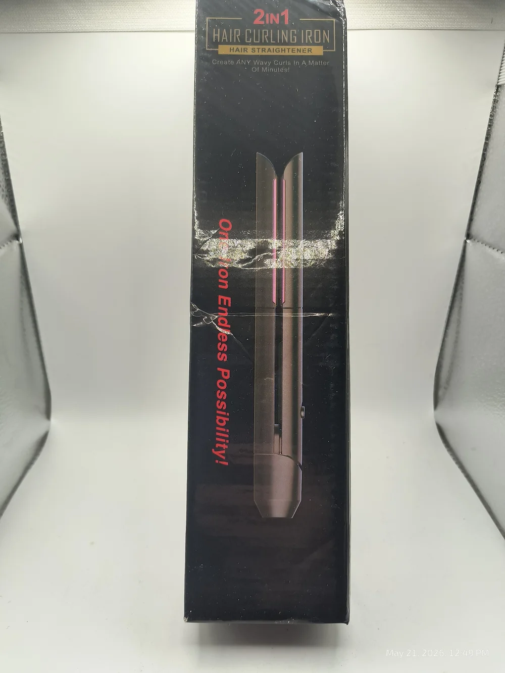 2-in-1 Hair Curling Iron & Straightener - Black Open Box